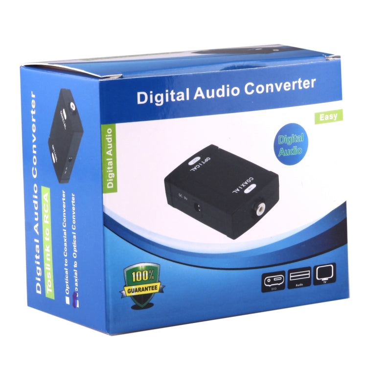 Adaptador convertidor de audio digital de entrada óptica Toslink a salida RCA coaxial, Optical Toslink Input
