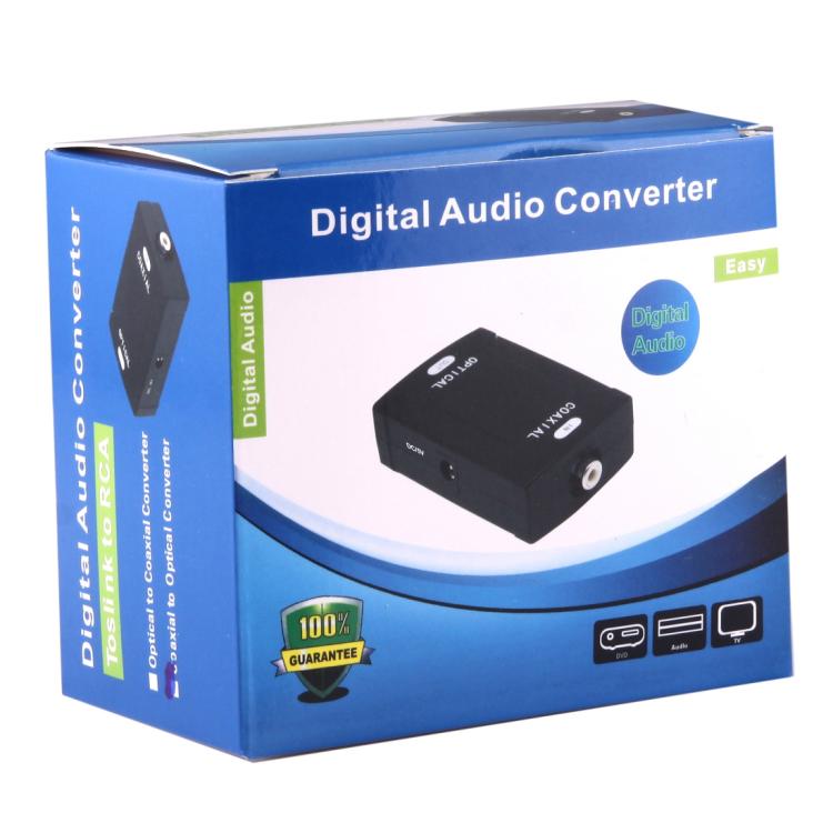 Adaptador convertidor de audio digital de entrada RCA coaxial a salida óptica Toslink, Coaxial RCA Input