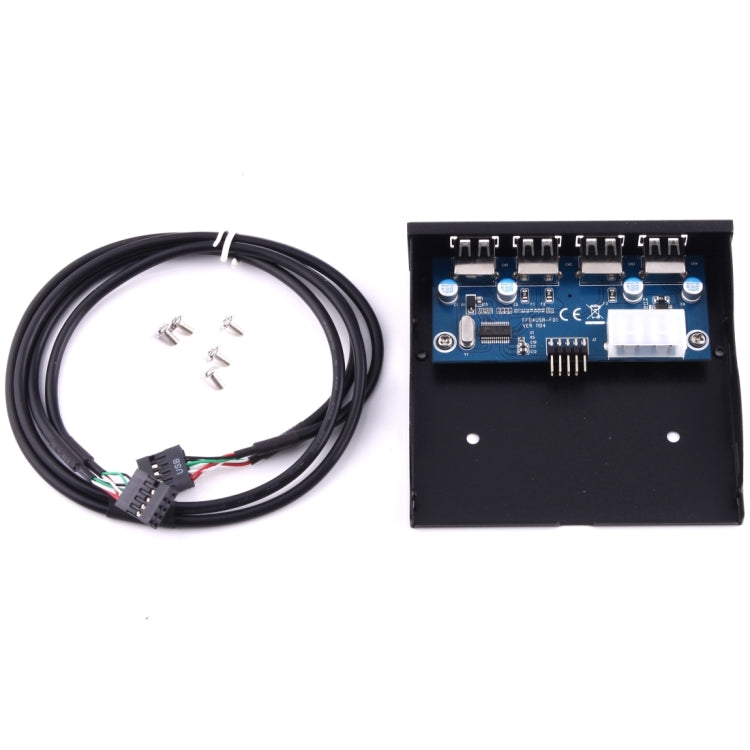 Panel frontal de bahía de expansión de disquete de 3,5 pulgadas, 4 puertos, conector adaptador HUB USB 2,0