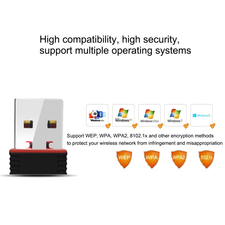 RTL8188 150Mbps 2.4GHz USB 2.0 Adaptador WiFi Tarjeta de red externa