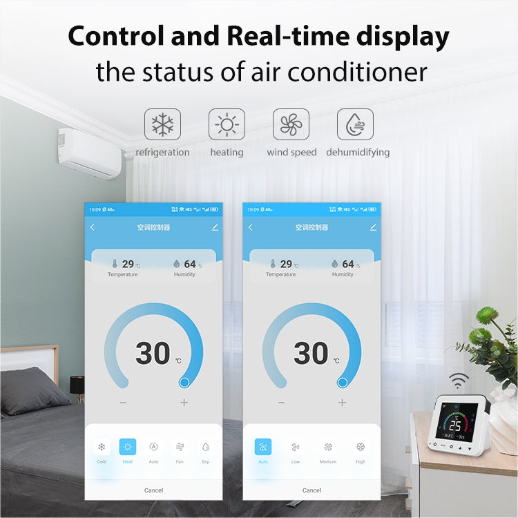 NEO NAS-RT01W WiFi Pantalla a color inteligente Termostato controlador de aire acondicionado infrarrojo
