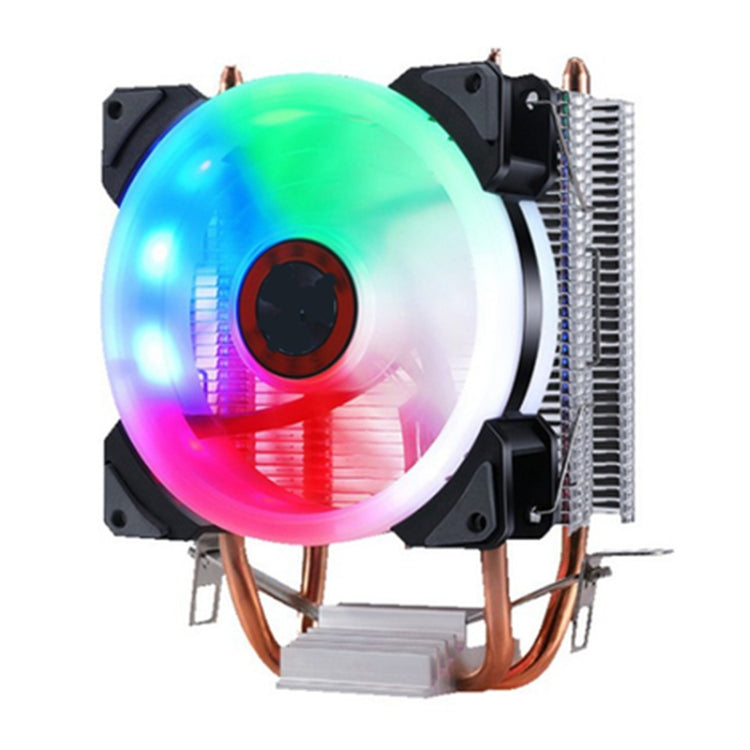 W-X3 Ventilador enfriador de CPU LED silencioso de tubo de cobre doble de 3 pines y 9 cm