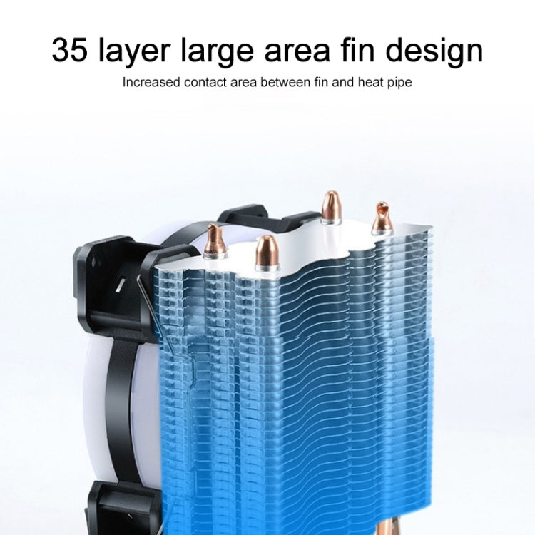 W-X3 Ventilador enfriador de CPU LED silencioso de tubo de cobre doble de 3 pines y 9 cm