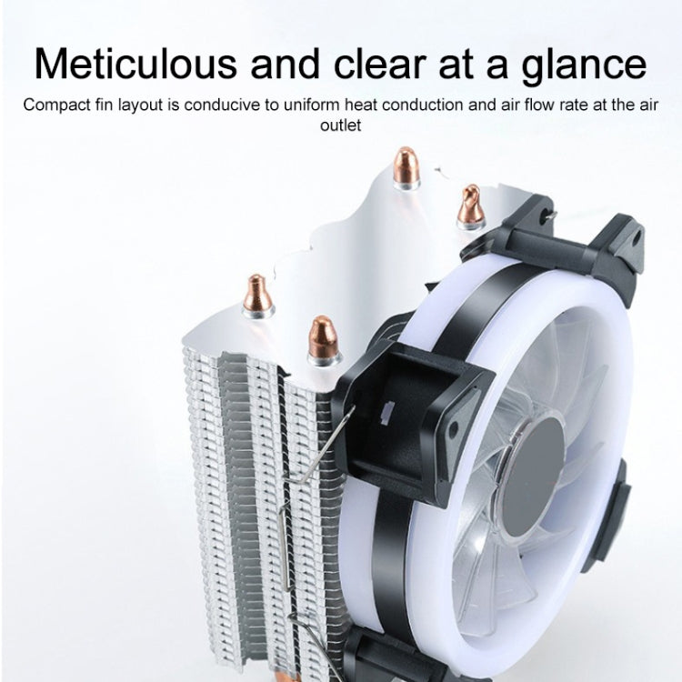 W-X3 Ventilador enfriador de CPU LED silencioso de tubo de cobre doble de 3 pines y 9 cm
