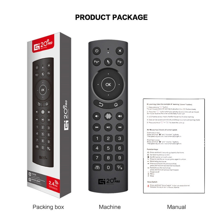 G20S Pro Voice Backlight Versión 2.4G Air Mouse Control remoto, G20S Pro