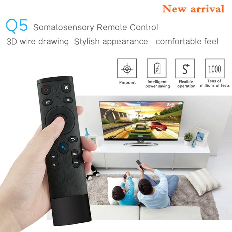 Giroscopio Q5 + Control remoto por voz, versión extranjera, USB 2,4G, ratón volador inalámbrico por voz, compatible con decodificador/computadora, Gyroscope + Voice