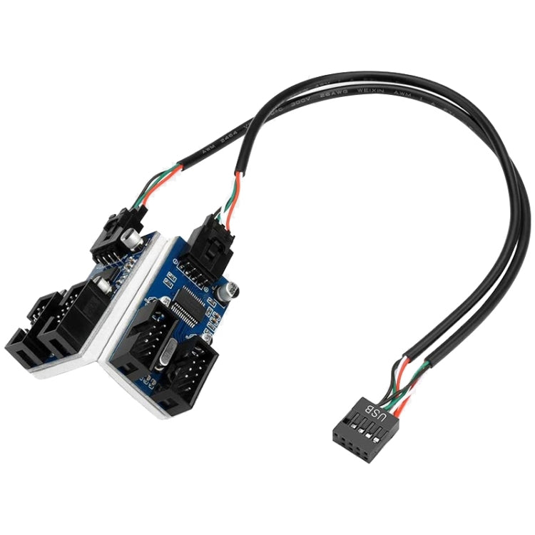 Rocketek HC427 Adaptador HUB USB2.0 de 9 pines Placa de circuito divisor de uno a cuatro, One-to-Four