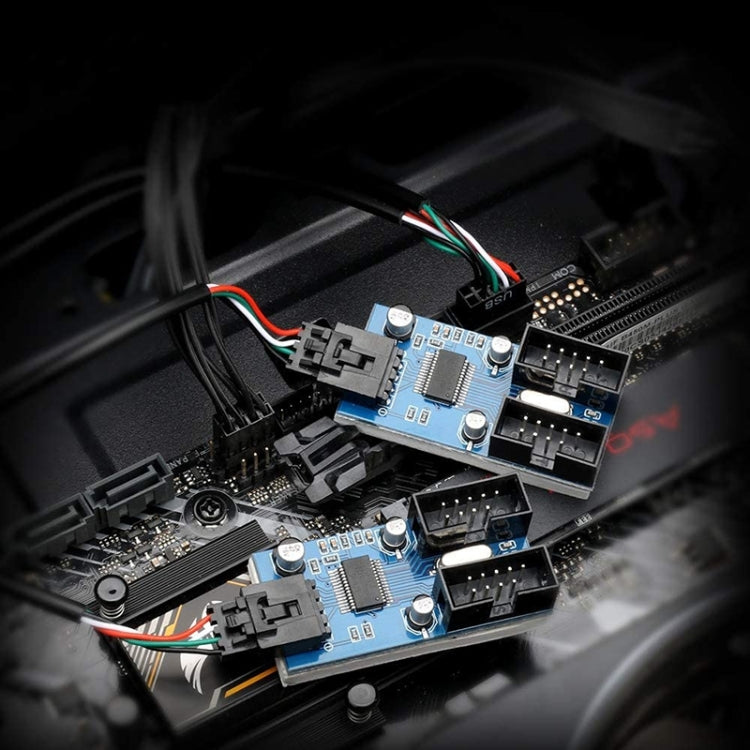 Rocketek HC427 Adaptador HUB USB2.0 de 9 pines Placa de circuito divisor de uno a cuatro, One-to-Four