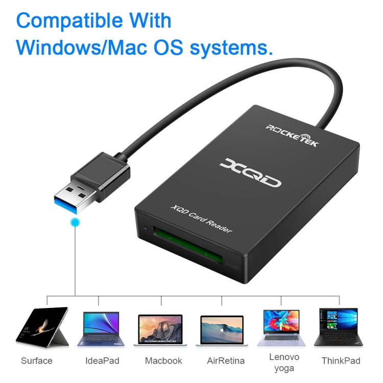 Lector de tarjetas Rocketek CR311 USB3.0 a XQD, USB3.0