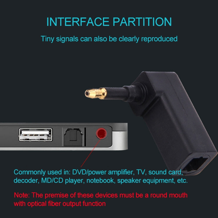 EMK Adaptador de audio de fibra óptica con cabezal de conversión macho a hembra de 90 grados, 90 Degree Male to Female
