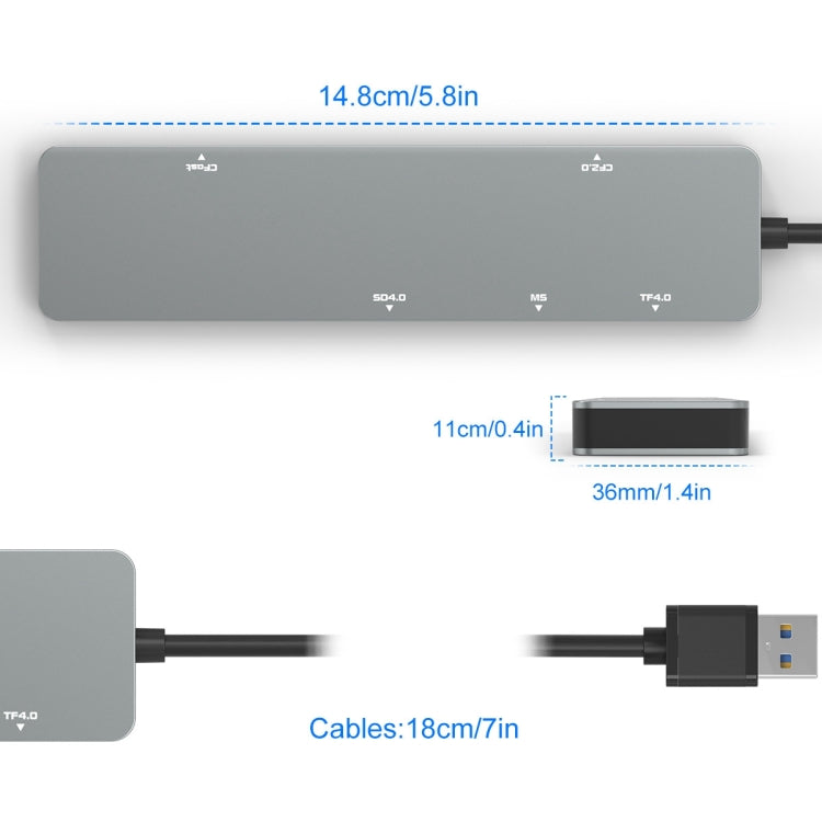 Rocketek CR308 USB3.0 Lector de tarjetas multifunción CF / CFast / SD / MS / TF Card 5 en 1