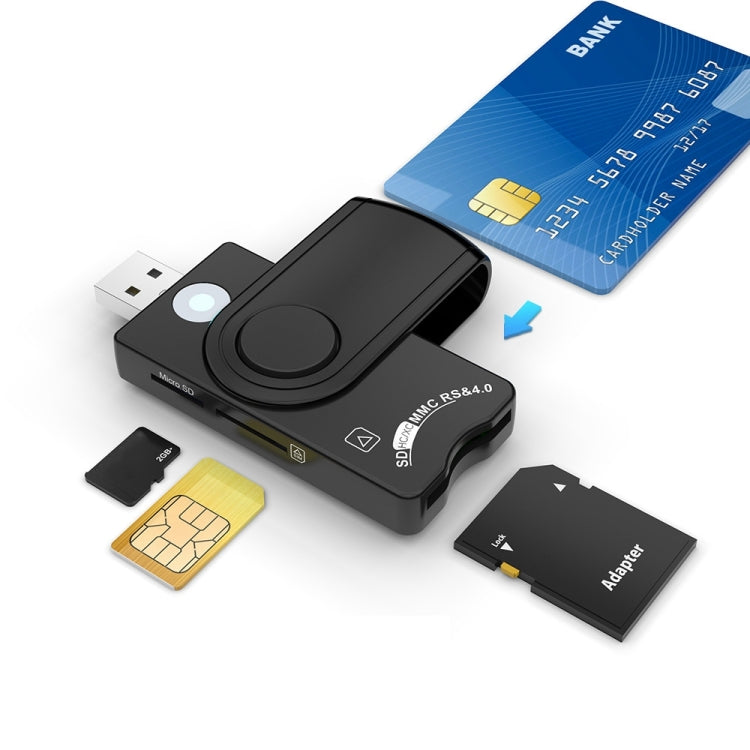 Rocketek CR310-B USB3.0 Tarjeta inteligente IC multifunción / Lector de tarjetas SD / TF / SIM, CR310-B
