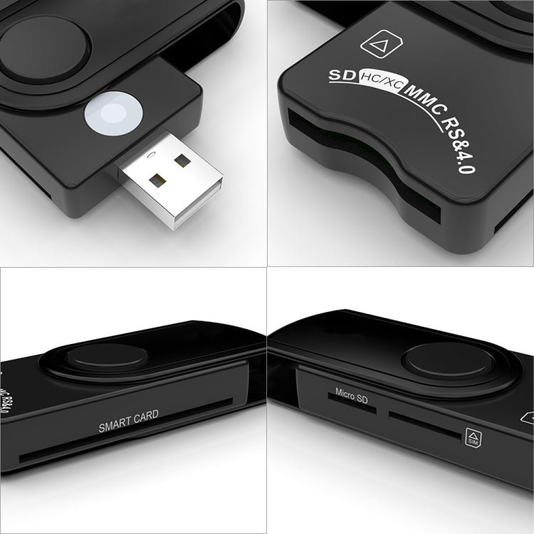 Rocketek CR310-B USB3.0 Tarjeta inteligente IC multifunción / Lector de tarjetas SD / TF / SIM, CR310-B