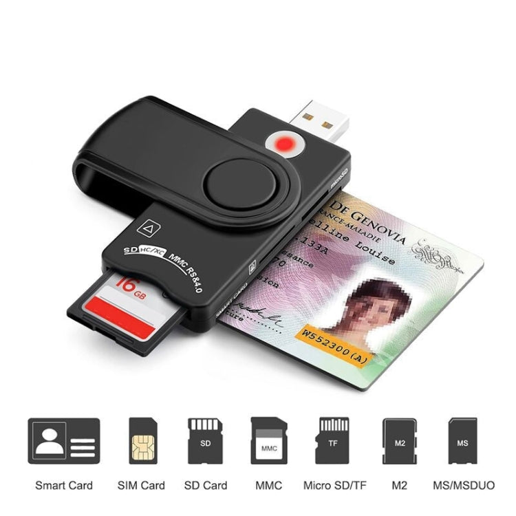 Rocketek SCR10 USB2.0 Tarjeta inteligente / SD / TF / M2 / MS / Lector de tarjetas SIM, SCR10