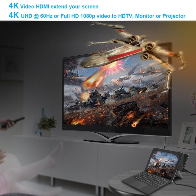 Adaptador Rocketek SGO772 Tipo-C a USB3.0 / HDMI HUB para Surface Pro GO, SGO772