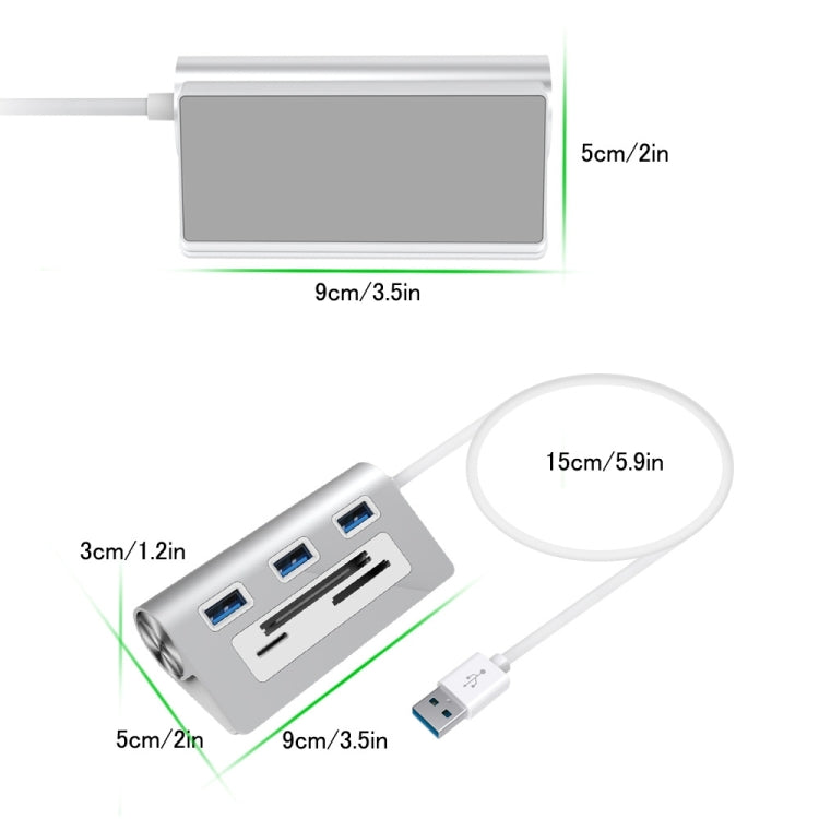 Rocketek HC423 USB3.0 x 3 + Adaptador HUB Lector de Tarjetas SD / TF / CF
