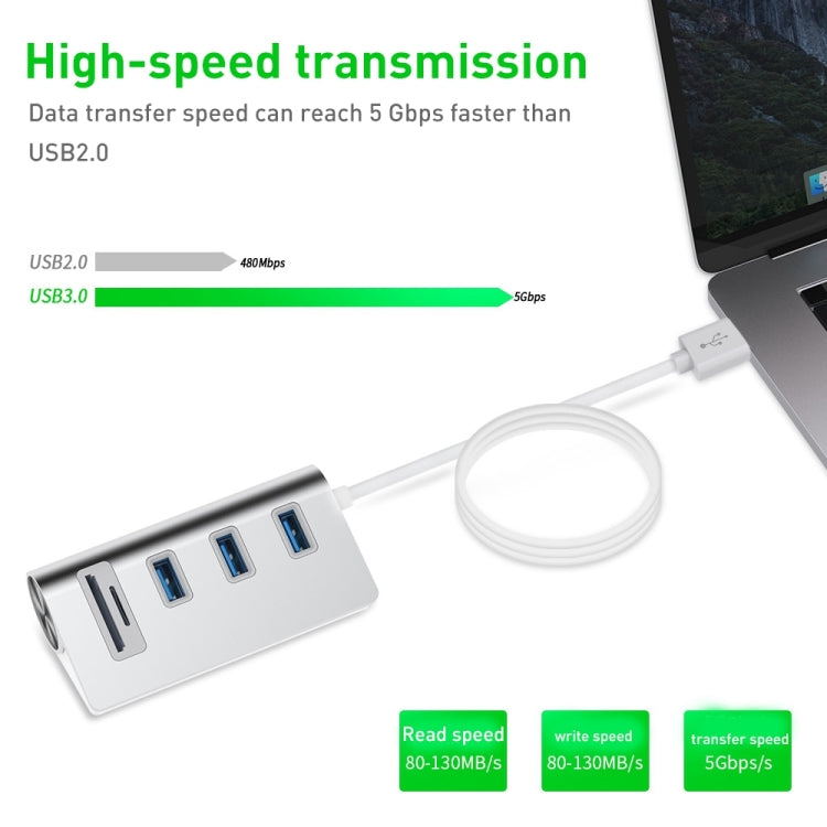 Rocketek HC422 USB3.0 x 3 + Adaptador HUB Lector de Tarjetas SD/TF