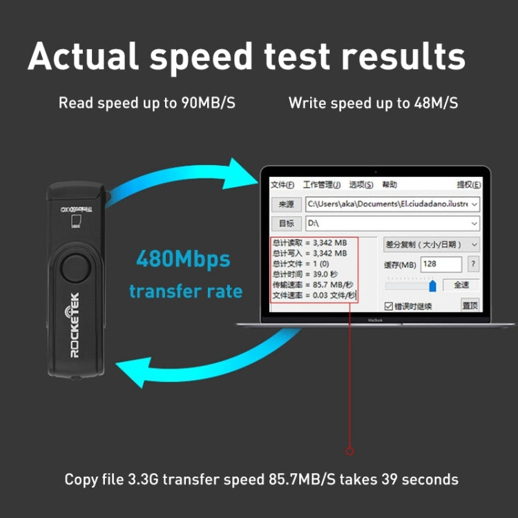 Rocketek CR5 USB3.0 Lector de Tarjetas SD/TF Multifunción