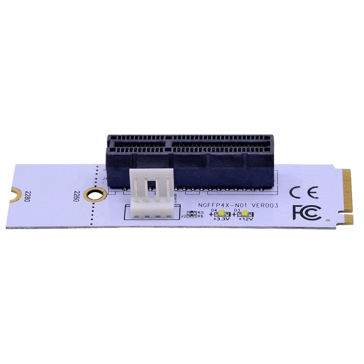 Tarjeta gráfica NGFF M.2 Key M a PCI-E 1X / 4X / 8X / 16X, adaptador de ranura para minería, tarjeta convertidora vertical con LED y Cable de alimentación de 4 pines, VER003 with 4 Pin Power Cable