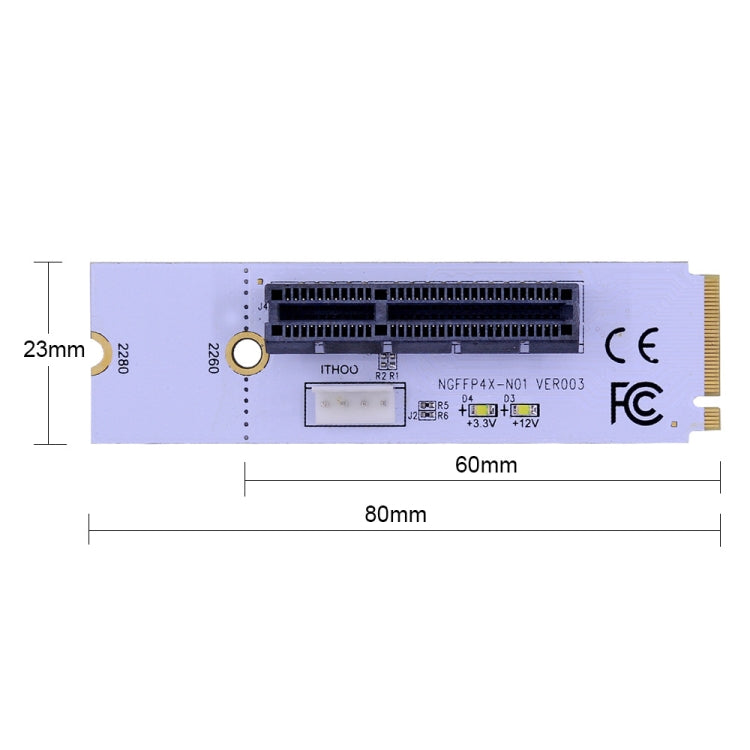 Tarjeta gráfica NGFF M.2 Key M a PCI-E 1X / 4X / 8X / 16X, adaptador de ranura para minería, tarjeta convertidora vertical con LED y Cable de alimentación de 4 pines, VER003 with 4 Pin Power Cable