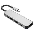 Adaptador HUB 5 en 1 HDMI + USB x 2 + PD x 2 a USB-C / Type-C, HDMI + USB x 2 + PD x 2