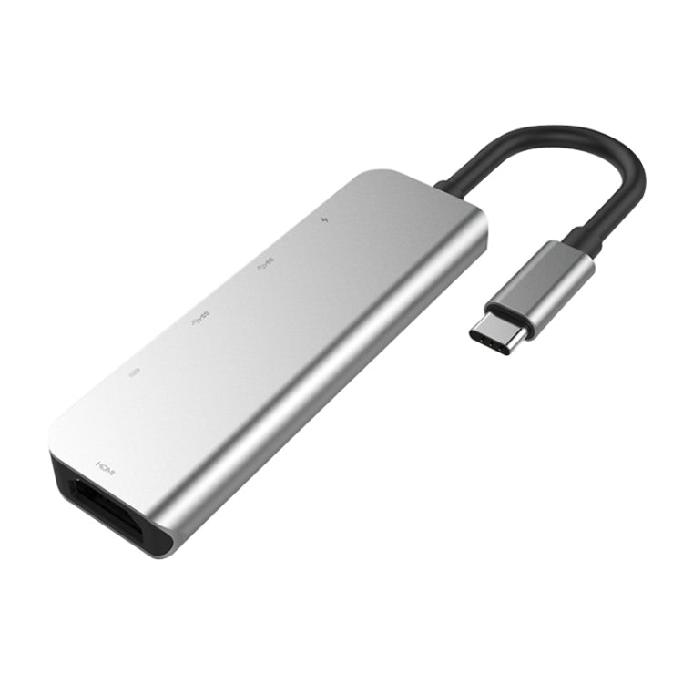 Adaptador HUB 5 en 1 HDMI + USB x 2 + PD x 2 a USB-C / Type-C, HDMI + USB x 2 + PD x 2