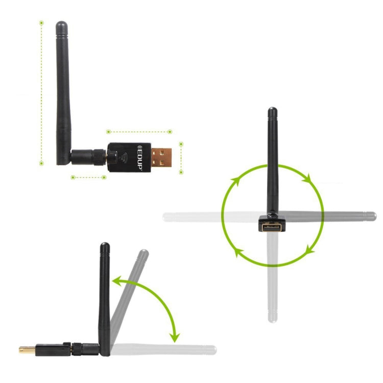 EDUP EP-DB1607 600Mbps 2.4GHz y 5GHz Tarjeta de red inalámbrica Wifi USB 2.0 Adaptador Ethernet de doble banda, EP-DB1607