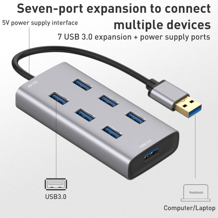 8108 HUB USB 3.0 a USB 3.0 de 7 puertos, longitud del cable: 80 cm, 8108