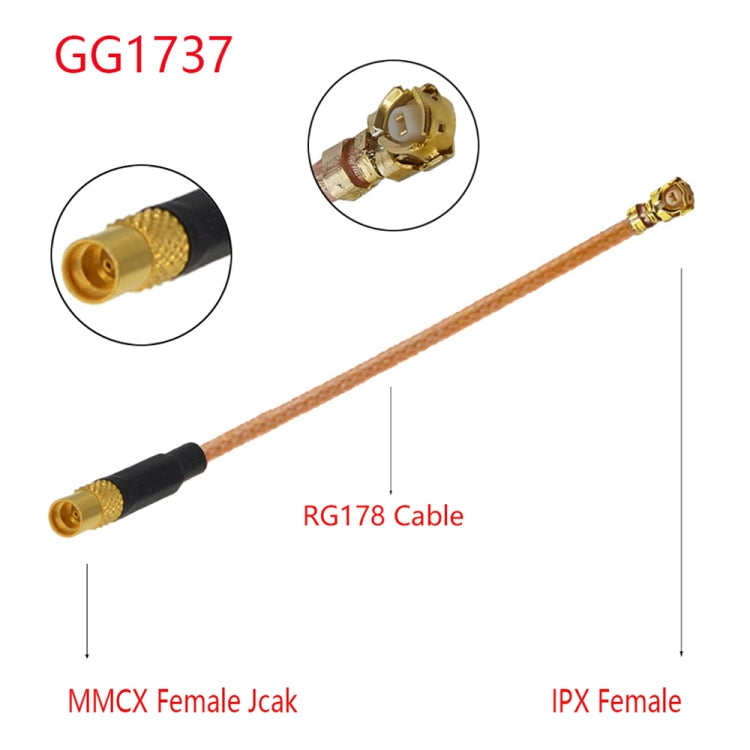 Cable adaptador IPX hembra a GG1737 MMCX hembra RG178, longitud: 15 cm, IPX to GG1737 MMCX Female