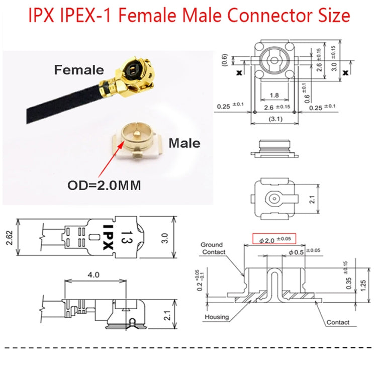 Cable adaptador IPX hembra a GG1737 MMCX hembra RG178, longitud: 15 cm, IPX to GG1737 MMCX Female