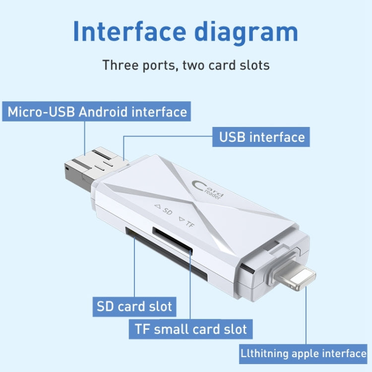 ADS-208 Lector de tarjetas multifunción de 8 pines + USB + Micro USB