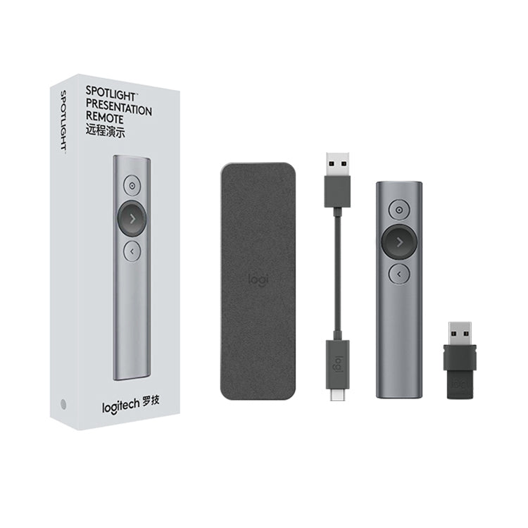Logitech Spotlight Presentador inalámbrico USB de 2,4 Ghz PPT Control remoto Flip Pen, Spotlight (Grey), Spotlight (Gold)