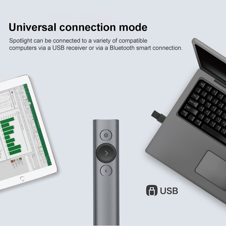 Logitech Spotlight Presentador inalámbrico USB de 2,4 Ghz PPT Control remoto Flip Pen, Spotlight (Grey), Spotlight (Gold)