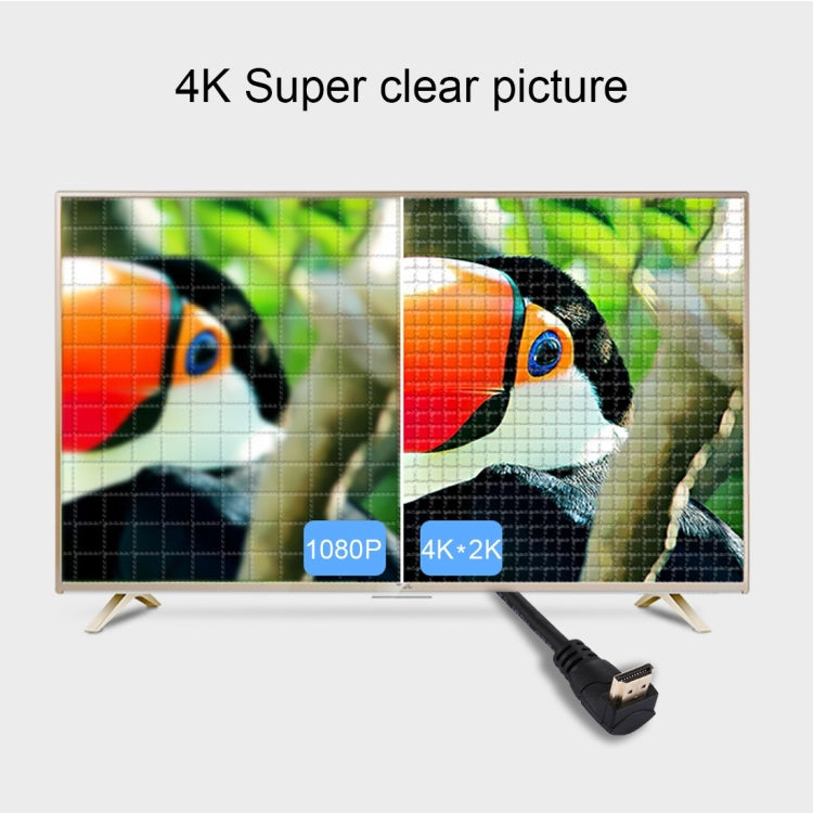60cm 4K x 2K HDMI 2.0 Versión Alta Velocidad 270 Grados Ángulo Recto HDMI Macho a 270 Grados Ángulo Recto HDMI Macho Cable con Ethernet, Right Angle, Length: 60cm