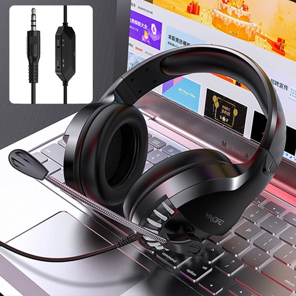 YINDIAO Q2 Auriculares para juegos con cable y montados en la cabeza con micrófono, versión: individual de 3,5 mm, Q2 Single 3.5mm(Black)