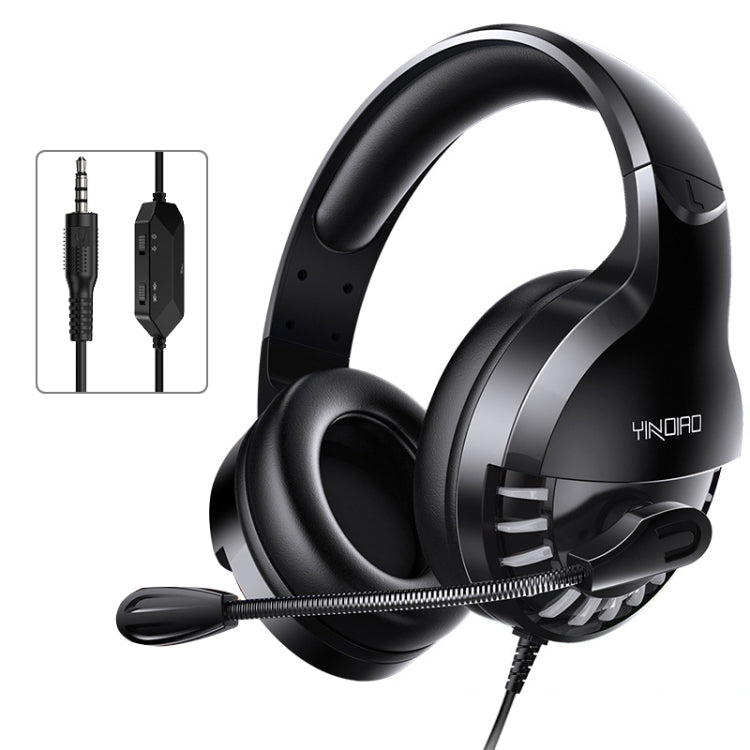 YINDIAO Q2 Auriculares para juegos con cable y montados en la cabeza con micrófono, versión: individual de 3,5 mm, Q2 Single 3.5mm(Black)