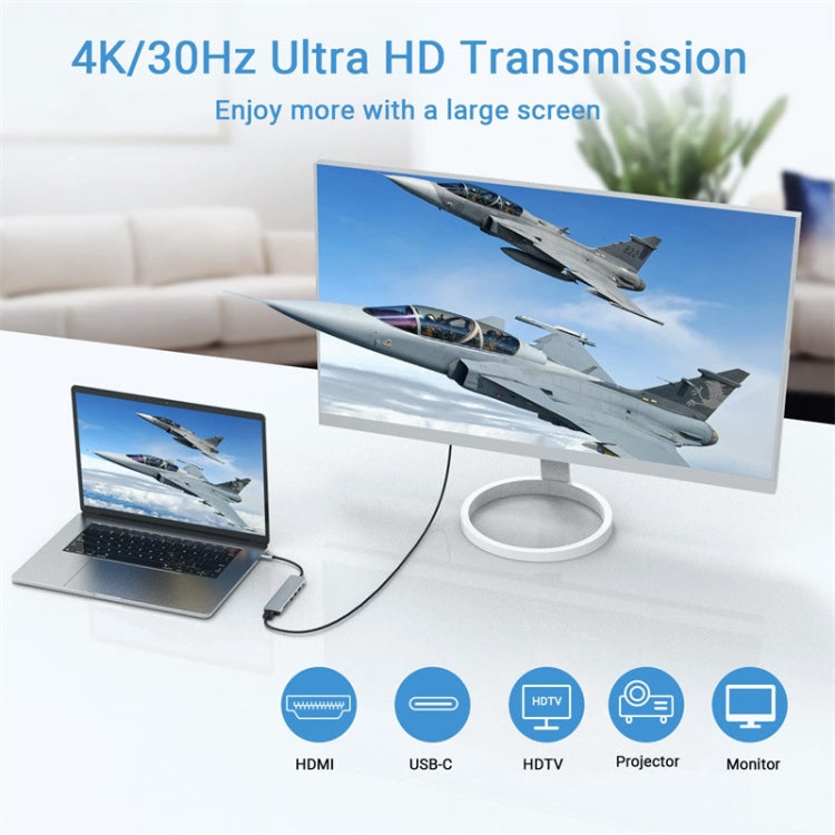 Adaptador HUB de estación de acoplamiento USB-C / Type-C a USB 7 en 1, 7 in 1