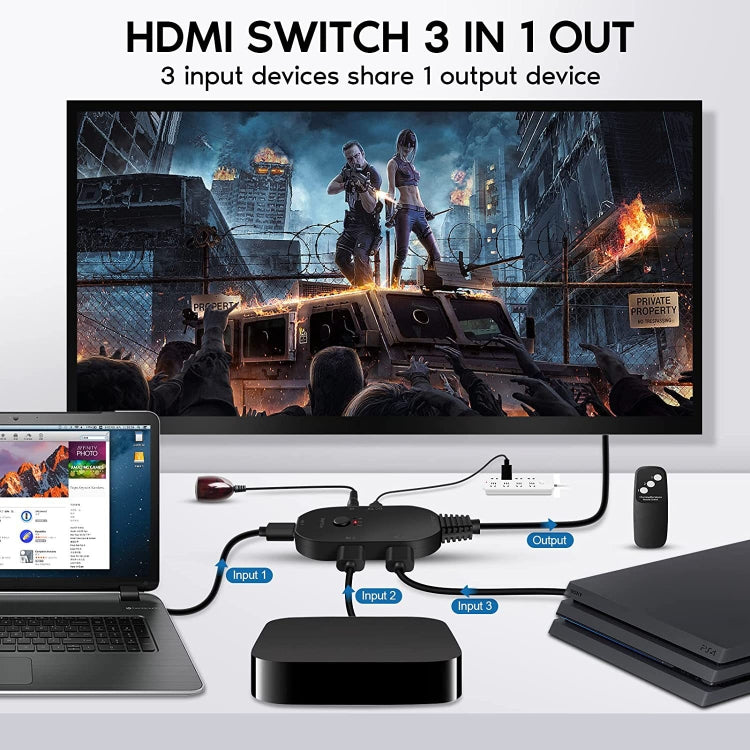 Conmutador de vídeo OZQ2-3 4K HDMI 2.0 3 en 1 salida, OZQ2-3