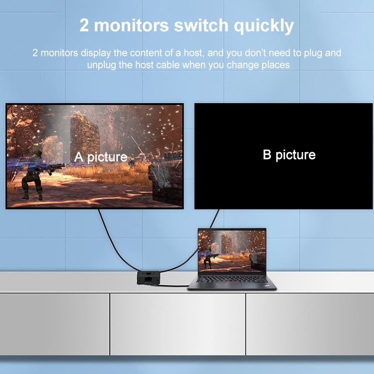 ST0003 Convertidor de vídeo bidireccional con conmutador HDMI 2 en 1 salida 8K, 8K 60Hz Black
