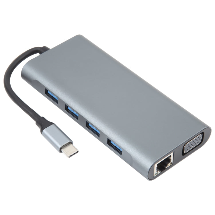 Adaptador HUB de estación de acoplamiento USB-C / Type-C a USB 11 en 1 (puerto de red de 1000 M), 1000M Network Port