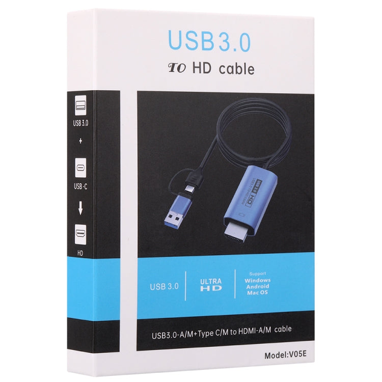 V05E Cable adaptador USB 3.0 + USB-C / Tipo-C a HDMI, V05E