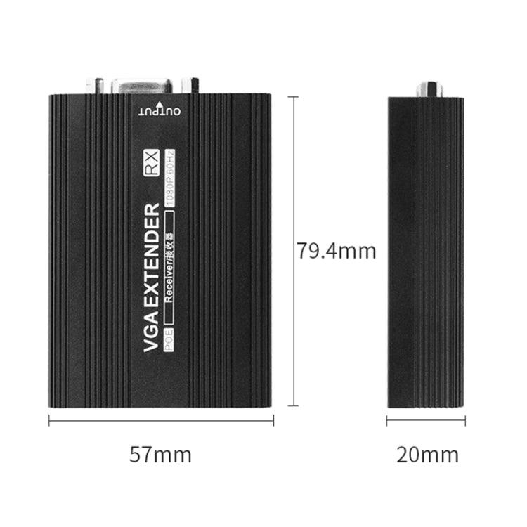 Measy VGA1815 Convertidor de transmisor y receptor extensor VGA, fuente de alimentación única POE, distancia de transmisión: 150 m, VGA1815