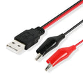 Cable de extensión de conexión de alimentación USB-A macho a 2 x pinza de cocodrilo, longitud: 0,5 m, USB-A Male