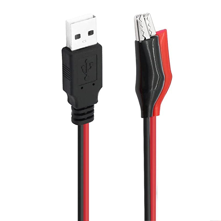 Cable de extensión de conexión de alimentación USB-A macho a 2 x pinza de cocodrilo, longitud: 0,5 m, USB-A Male