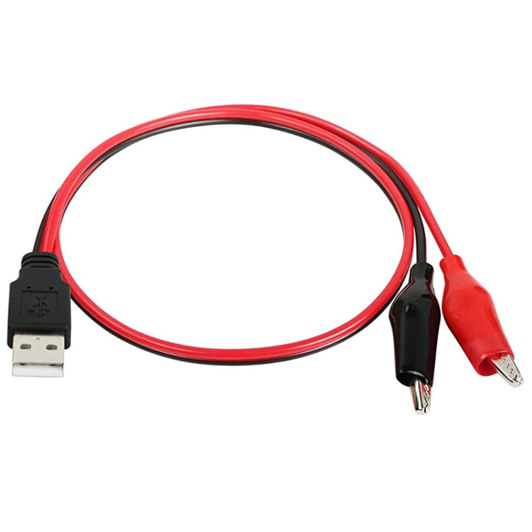 Cable de extensión de conexión de alimentación USB-A macho a 2 x pinza de cocodrilo, longitud: 0,5 m, USB-A Male