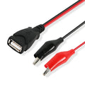 Cable de extensión de conexión de alimentación USB-A hembra a 2 x pinza de cocodrilo, longitud: 0,5 m, USB-A Female