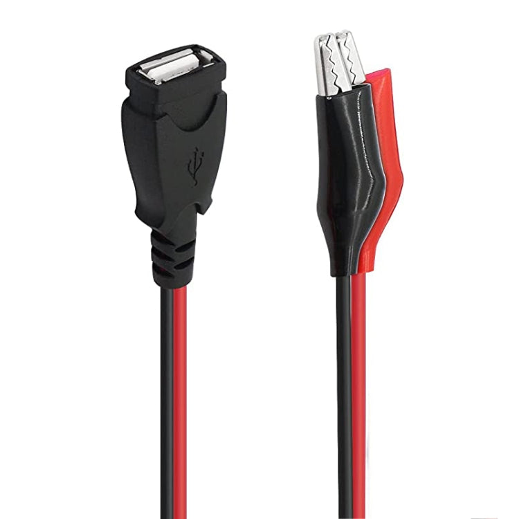 Cable de extensión de conexión de alimentación USB-A hembra a 2 x pinza de cocodrilo, longitud: 0,5 m, USB-A Female