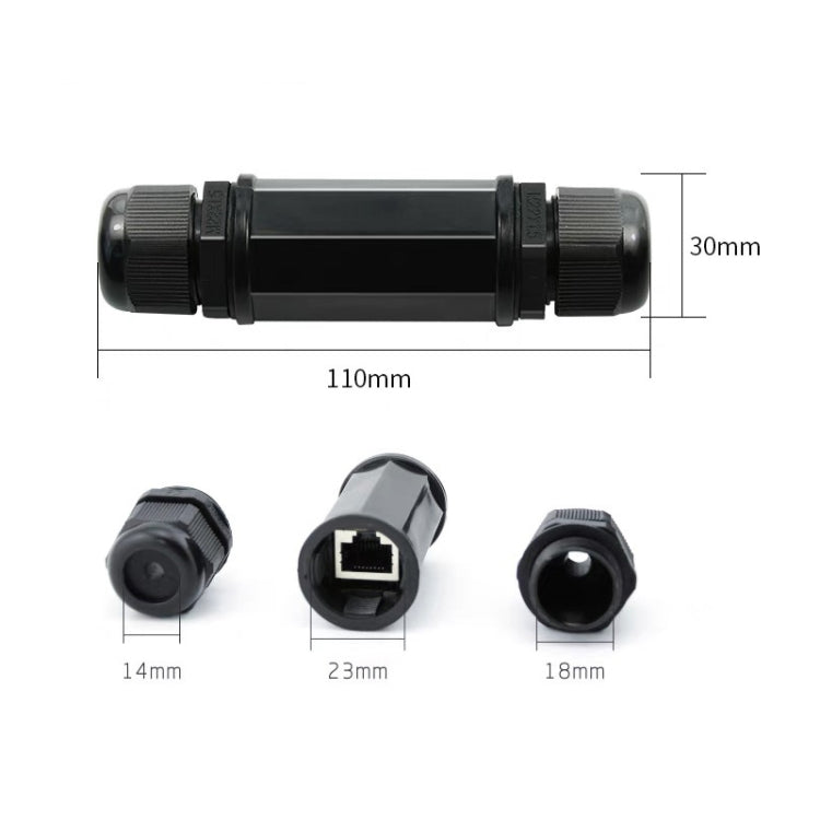 Adaptador de acoplador Lan de doble cabezal conector impermeable RJ45, RJ45 Waterproof Coupler