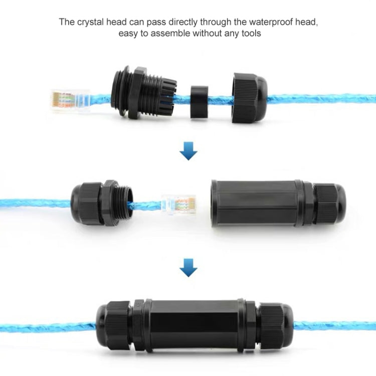 Adaptador de acoplador Lan de doble cabezal conector impermeable RJ45, RJ45 Waterproof Coupler
