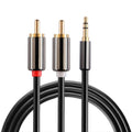 Cable de audio estéreo macho de 3,5 mm chapado en oro de 1 m a 2 x RCA macho, Length: 1m
